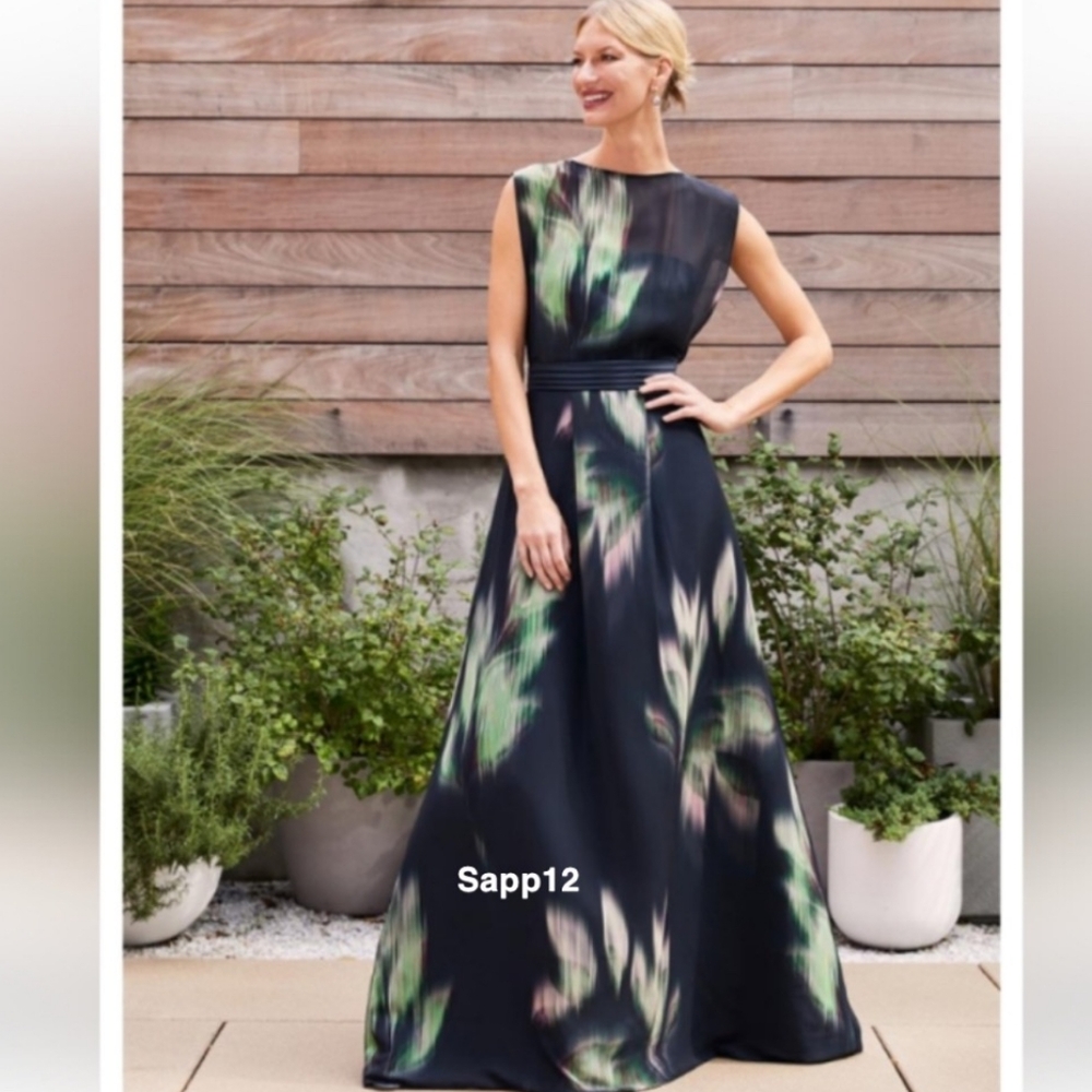 KAY UNGER "TESS ELEGANT FLORAL SLEEVELESS DRESS - Picture 3 of 6